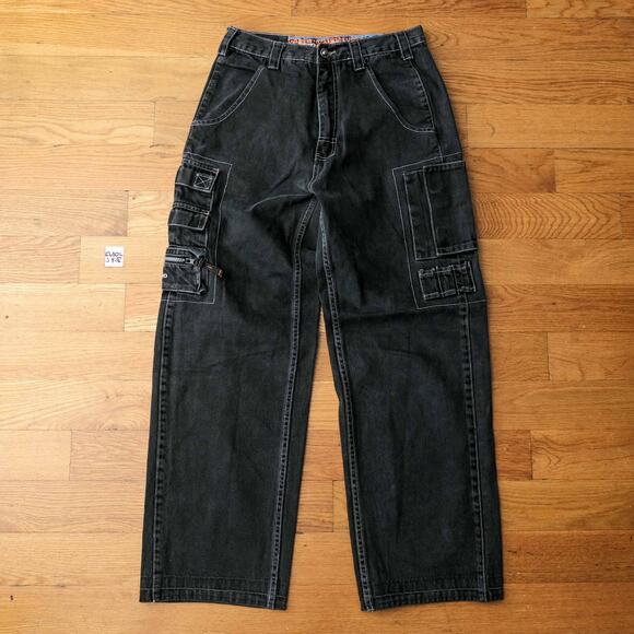 Paco Jeans Womens Street Jeans 8 Black Expandable Wide Leg Camo HipHop Y2K Baggy - Picture 1 of 8